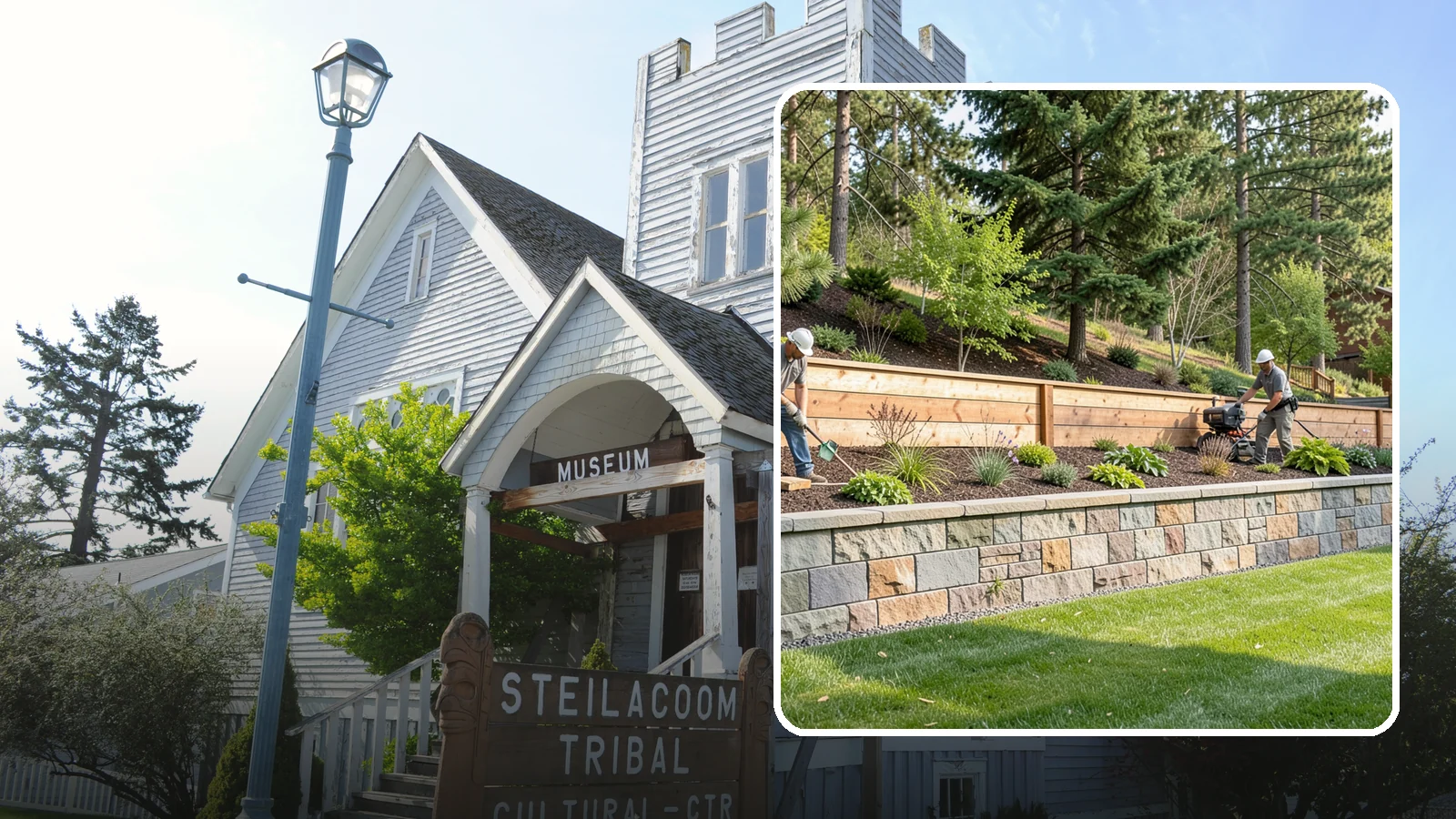 Timber Retaining Wall in Steilacoom, Pierce County, WA - A warm, budget-friendly wall built from pressure-treated timbers, well suited to short and mid-height slopes in Northwest yards.