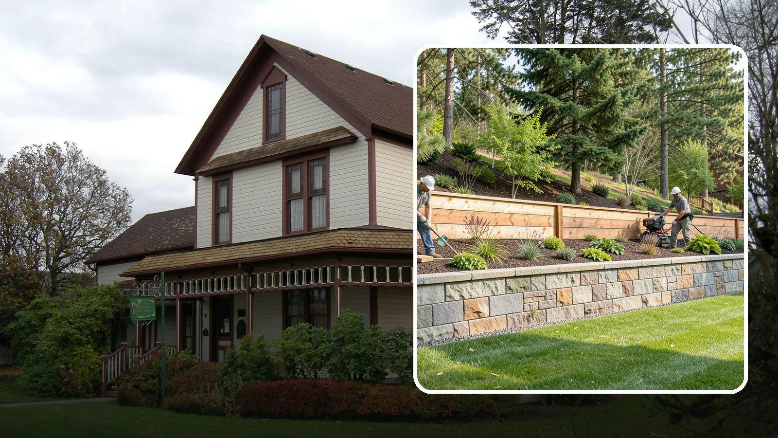 Timber Retaining Wall in Sumner, Pierce County, WA - A warm, budget-friendly wall built from pressure-treated timbers, well suited to short and mid-height slopes in Northwest yards.