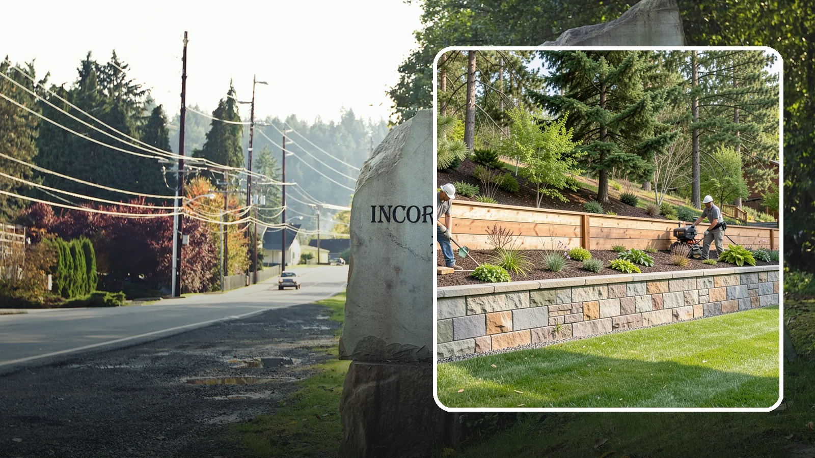 Timber Retaining Wall in Wilkeson, Pierce County, WA - A warm, budget-friendly wall built from pressure-treated timbers, well suited to short and mid-height slopes in Northwest yards.