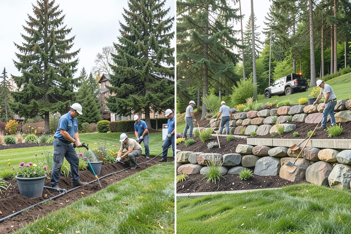 Timber Retaining Wall in Woodinville, King County, WA - Excavate and level the base trench