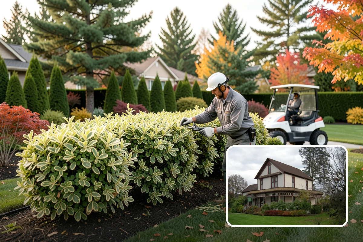 Topiary Pruning in Sumner, Pierce County, WA - Crisp, precise geometric forms