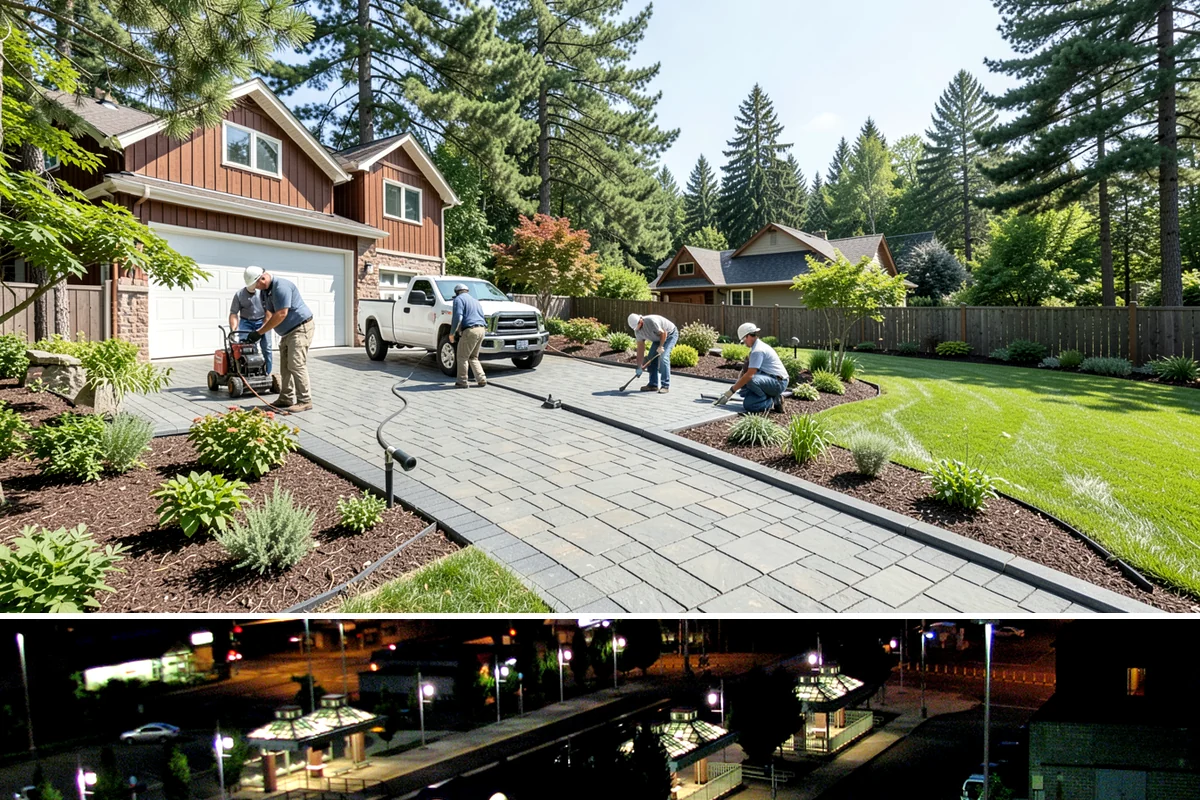 Travertine Paver Installation in Auburn, King County, WA - Best installed in the dry summer months so bedding stays dry and sealer cures fully ahead of the rainy season.