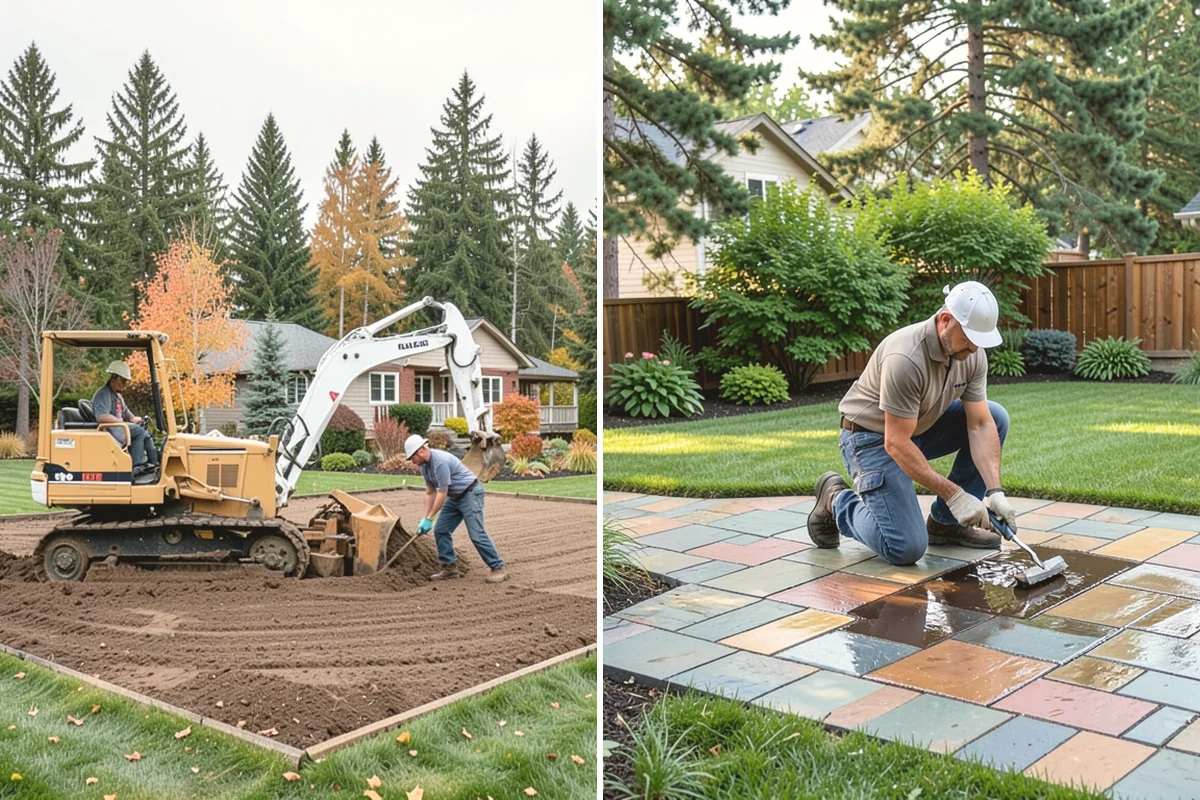Travertine Paver Installation in Burlington, Skagit County, WA - Evaluate drainage and confirm paver finish