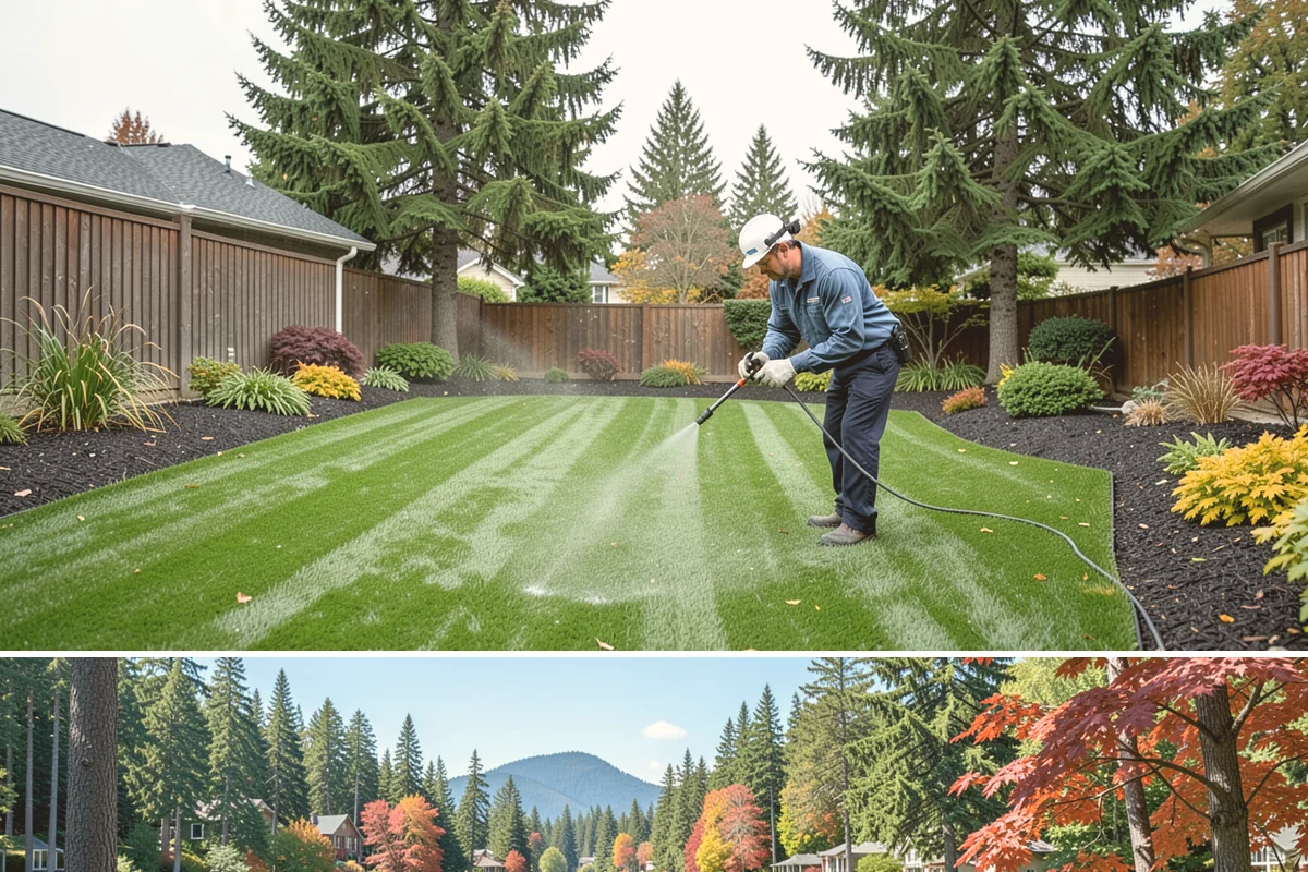 Travertine Paver Installation in Covington, King County, WA - Best installed in the dry summer months so bedding stays dry and sealer cures fully ahead of the rainy season.