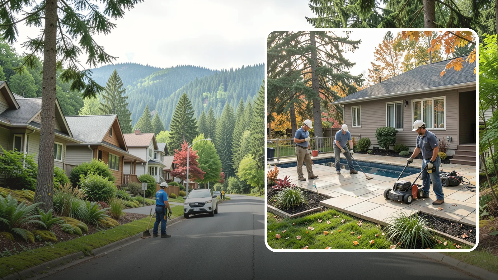 Travertine Paver Installation in Darrington, Snohomish County, WA - Cool, comfortable travertine pavers with a naturally slip-resistant surface, ideal for Northwest pool decks and shaded patios.