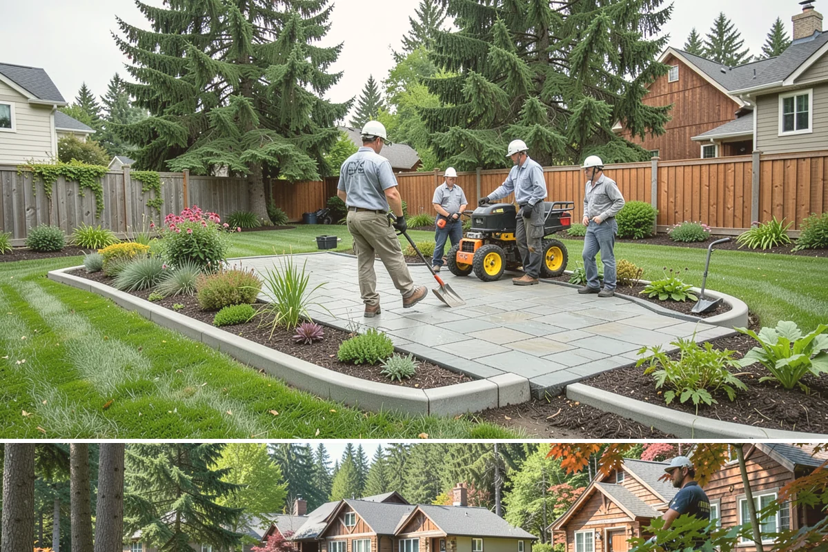 Travertine Paver Installation in Edgewood, Pierce County, WA - Best installed in the dry summer months so bedding stays dry and sealer cures fully ahead of the rainy season.