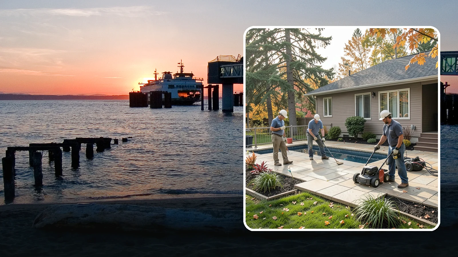 Travertine Paver Installation in Edmonds, Snohomish County, WA - Cool, comfortable travertine pavers with a naturally slip-resistant surface, ideal for Northwest pool decks and shaded patios.