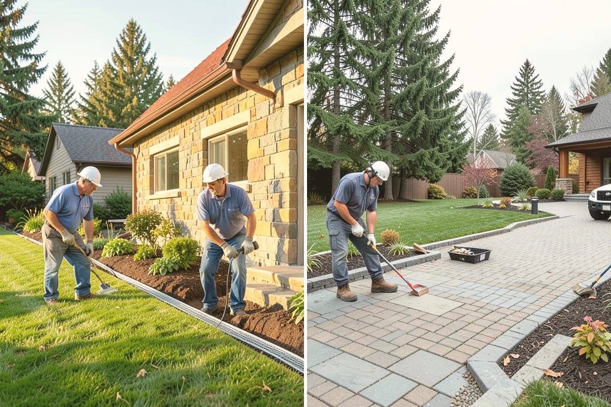 Travertine Paver Installation in Edmonds, Snohomish County, WA - Evaluate drainage and confirm paver finish