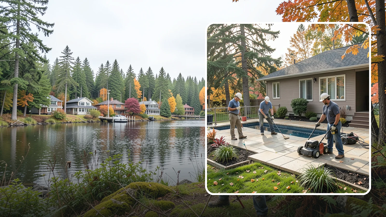 Travertine Paver Installation in La Conner, Skagit County, WA - Cool, comfortable travertine pavers with a naturally slip-resistant surface, ideal for Northwest pool decks and shaded patios.