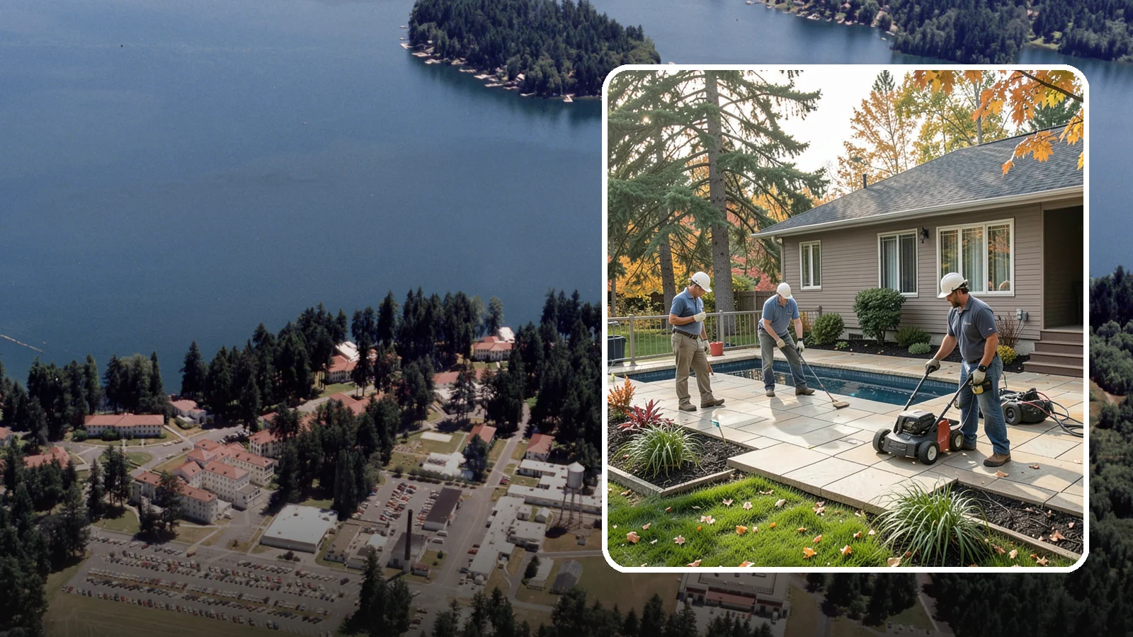 Travertine Paver Installation in Lakewood, Pierce County, WA - Cool, comfortable travertine pavers with a naturally slip-resistant surface, ideal for Northwest pool decks and shaded patios.
