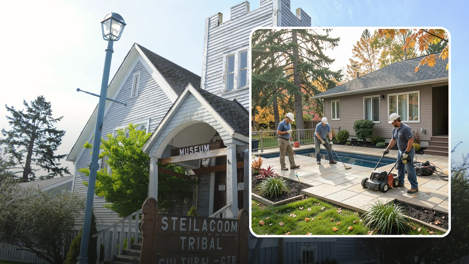 Travertine Paver Installation in Steilacoom, Pierce County, WA - Cool, comfortable travertine pavers with a naturally slip-resistant surface, ideal for Northwest pool decks and shaded patios.