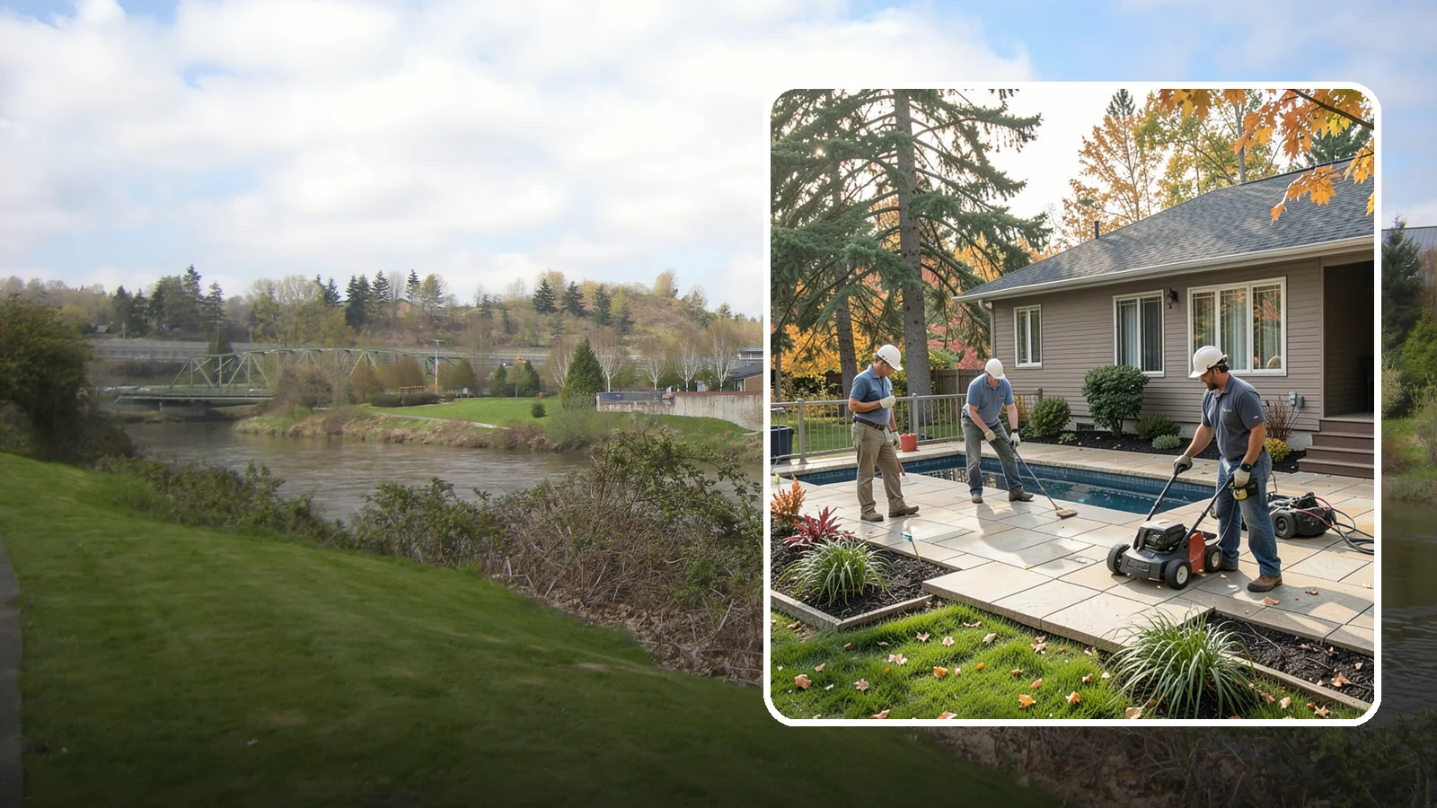 Travertine Paver Installation in Tukwila, King County, WA - Cool, comfortable travertine pavers with a naturally slip-resistant surface, ideal for Northwest pool decks and shaded patios.