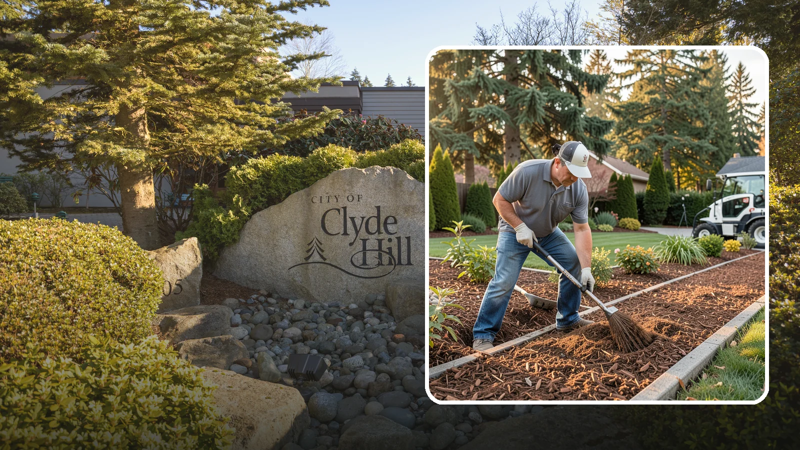 Tree Mulching in Clyde Hill, King County, WA - Correct mulching around trees that conserves moisture, feeds the soil, and never smothers the trunk.