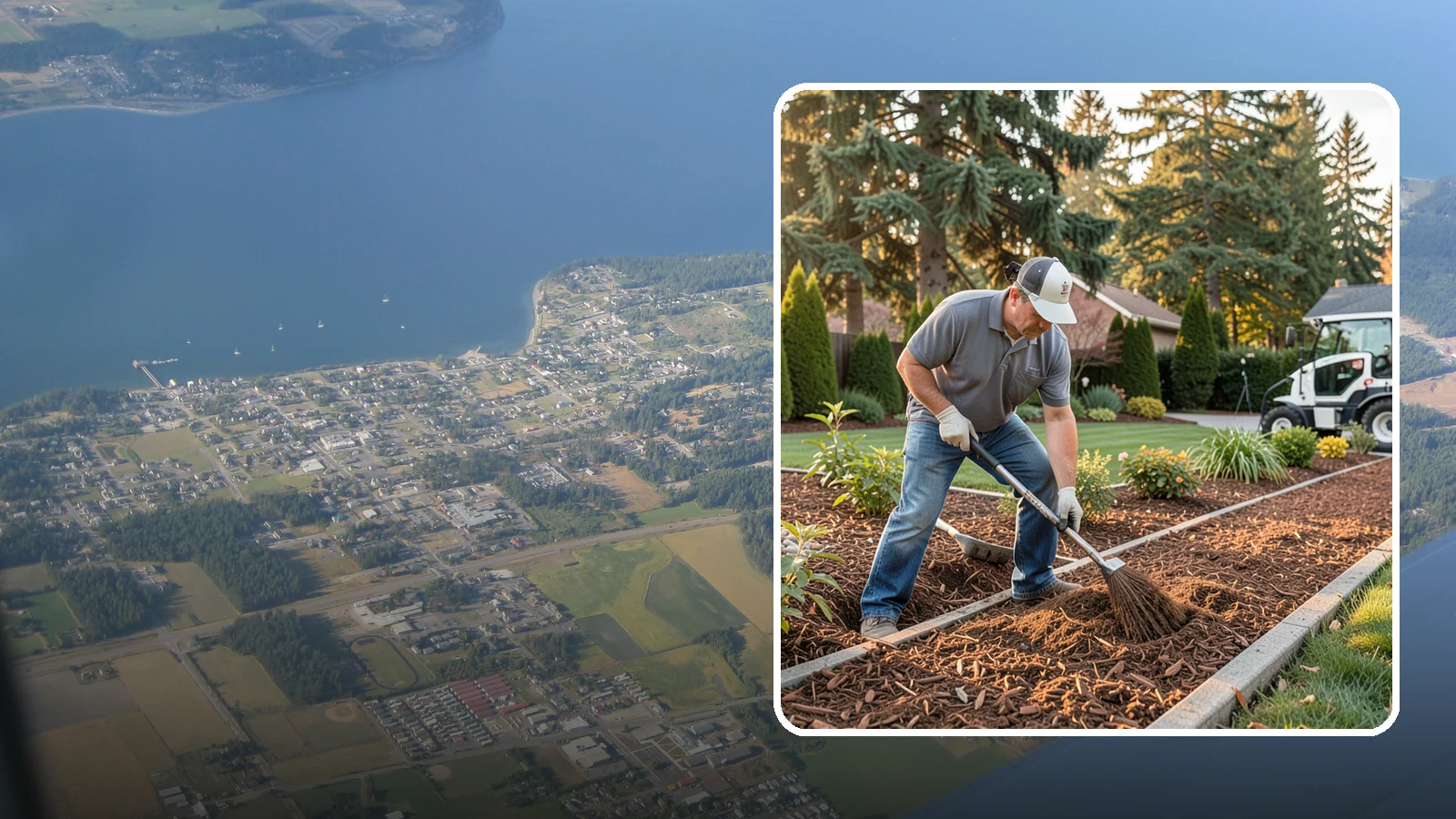 Tree Mulching in Coupeville, Island County, WA - Correct mulching around trees that conserves moisture, feeds the soil, and never smothers the trunk.