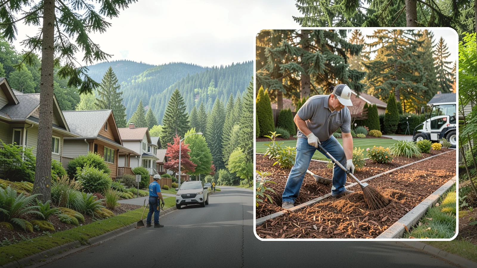 Tree Mulching in Darrington, Snohomish County, WA - Correct mulching around trees that conserves moisture, feeds the soil, and never smothers the trunk.