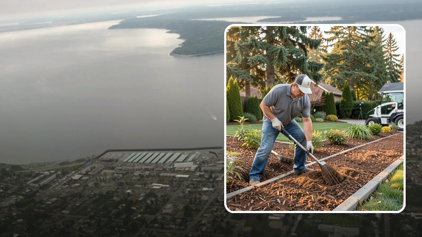 Tree Mulching in Des Moines, King County, WA - Correct mulching around trees that conserves moisture, feeds the soil, and never smothers the trunk.