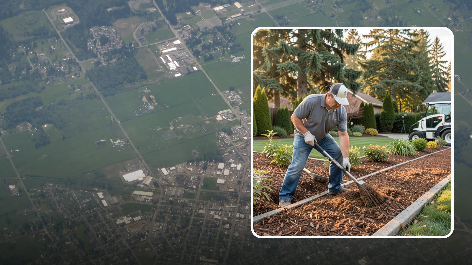 Tree Mulching in Enumclaw, King County, WA - Correct mulching around trees that conserves moisture, feeds the soil, and never smothers the trunk.