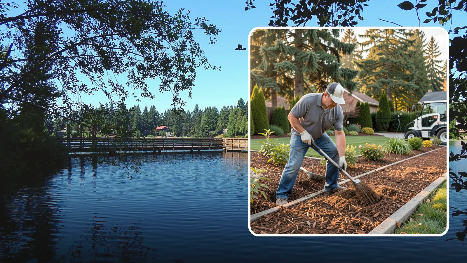 Tree Mulching in Federal Way, King County, WA - Correct mulching around trees that conserves moisture, feeds the soil, and never smothers the trunk.