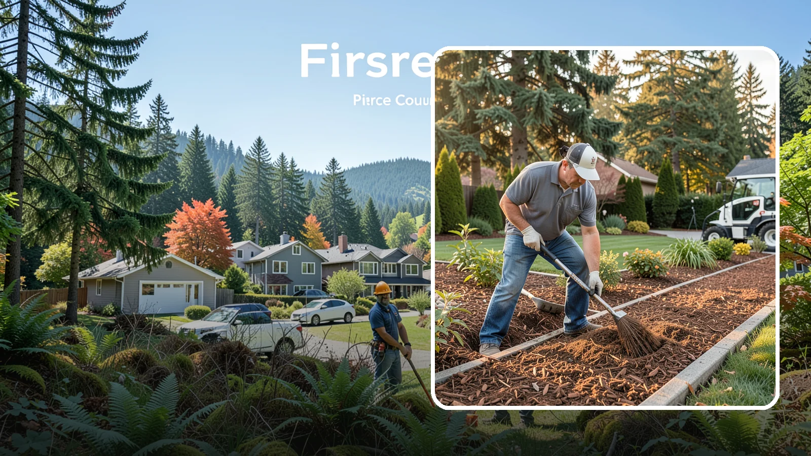 Tree Mulching in Fircrest, Pierce County, WA - Correct mulching around trees that conserves moisture, feeds the soil, and never smothers the trunk.
