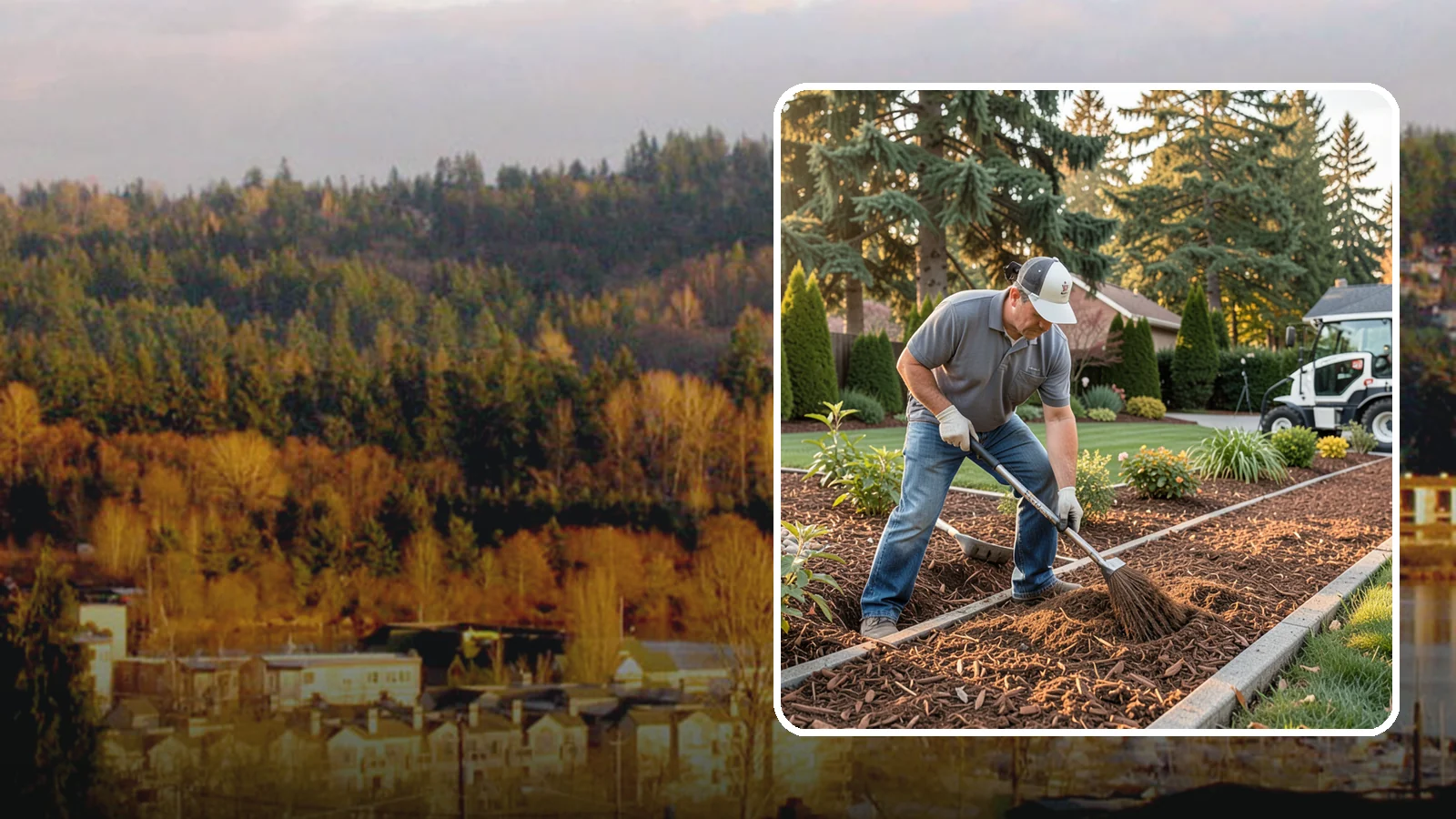 Tree Mulching in Kenmore, King County, WA - Correct mulching around trees that conserves moisture, feeds the soil, and never smothers the trunk.