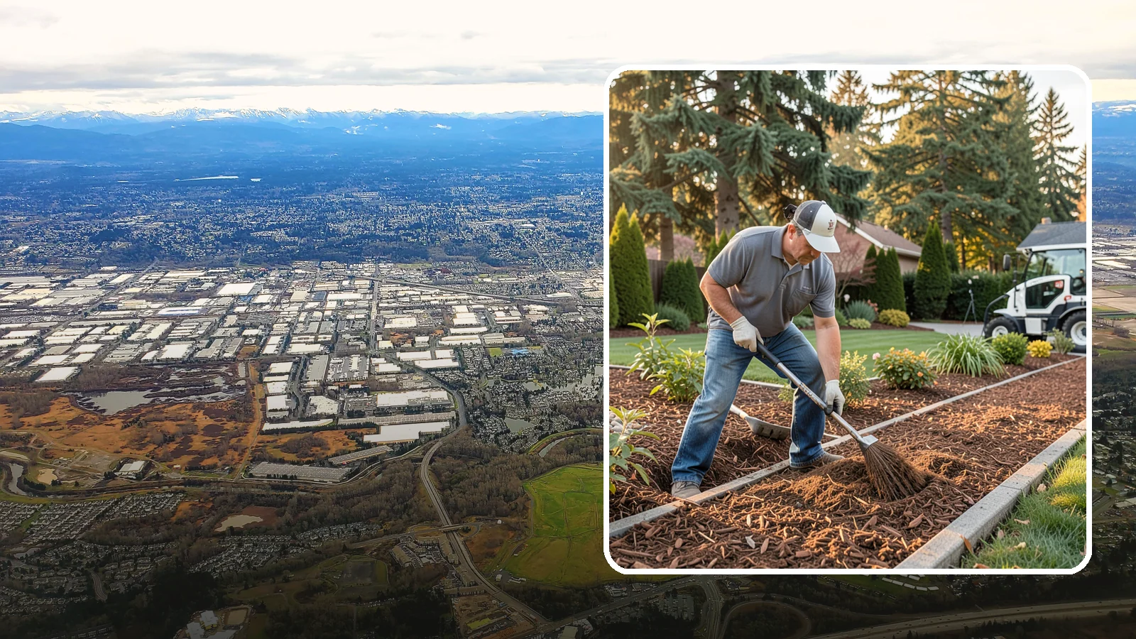 Tree Mulching in Kent, King County, WA - Correct mulching around trees that conserves moisture, feeds the soil, and never smothers the trunk.