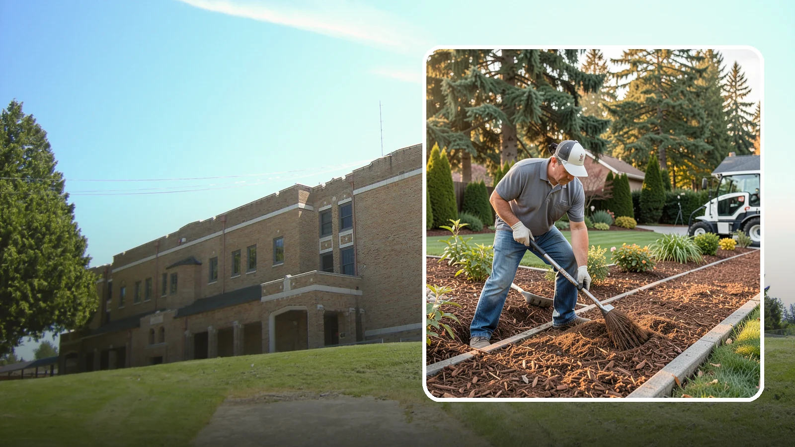 Tree Mulching in Maple Valley, King County, WA - Correct mulching around trees that conserves moisture, feeds the soil, and never smothers the trunk.