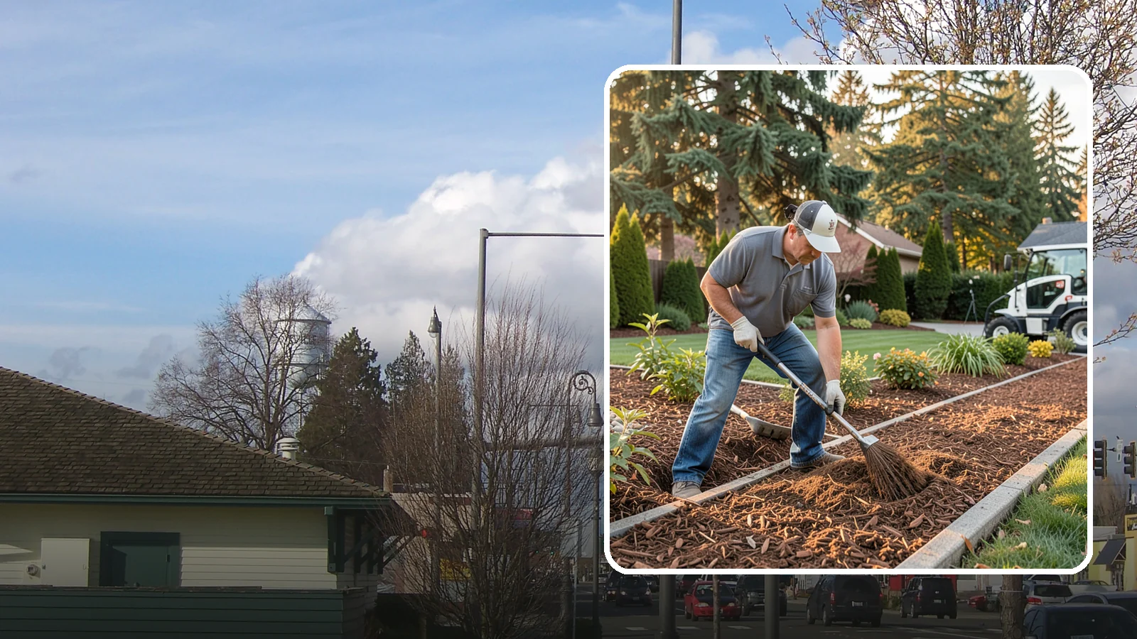 Tree Mulching in Marysville, Snohomish County, WA - Correct mulching around trees that conserves moisture, feeds the soil, and never smothers the trunk.