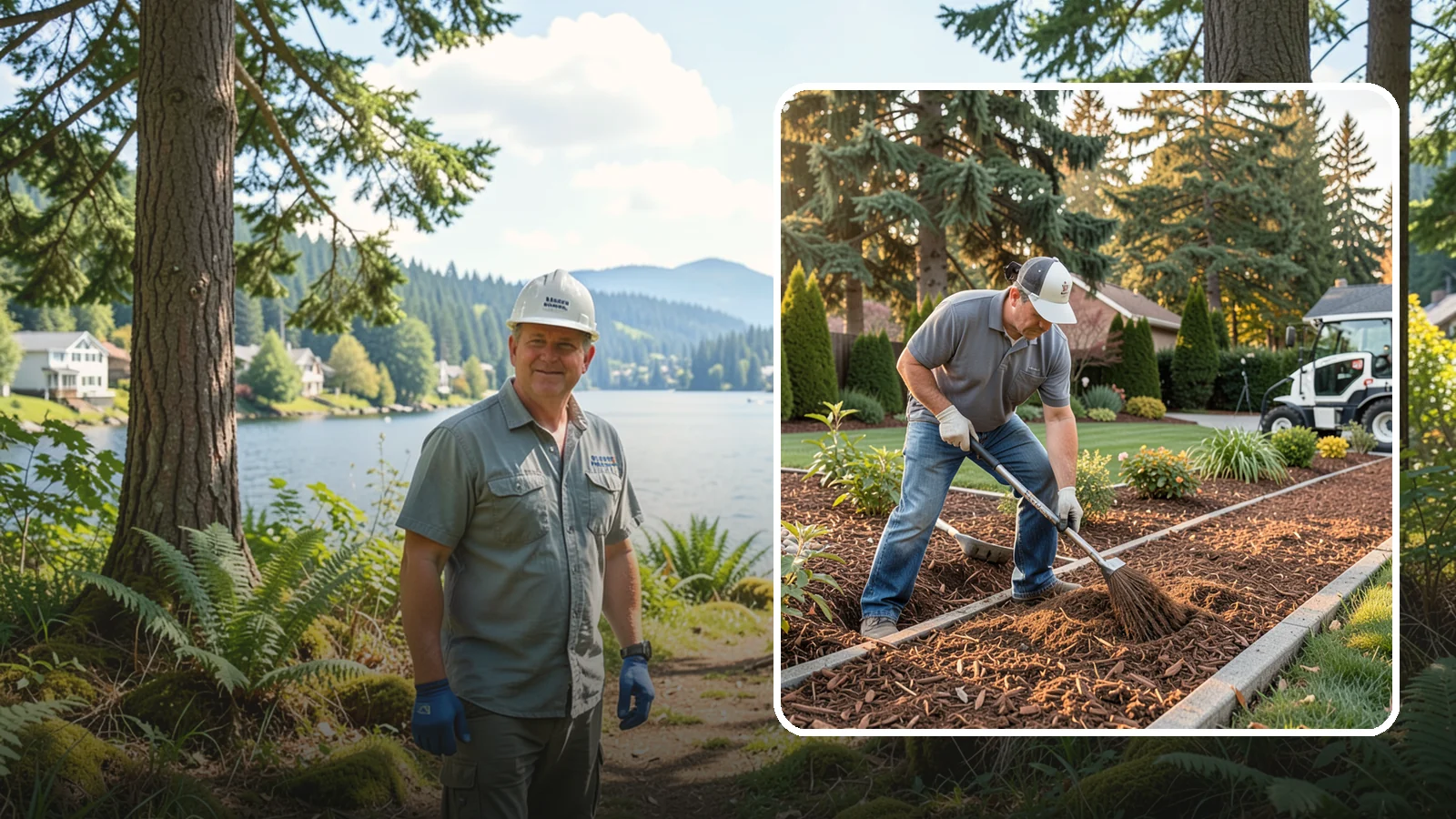 Tree Mulching in Milton, King County, WA - Correct mulching around trees that conserves moisture, feeds the soil, and never smothers the trunk.