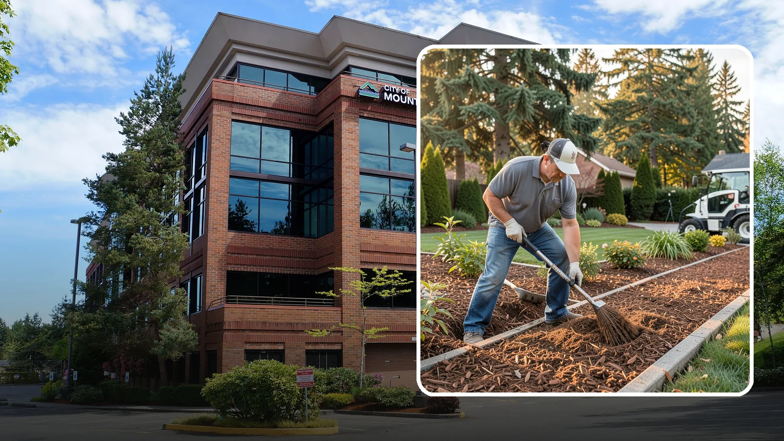 Tree Mulching in Mountlake Terrace, Snohomish County, WA - Correct mulching around trees that conserves moisture, feeds the soil, and never smothers the trunk.