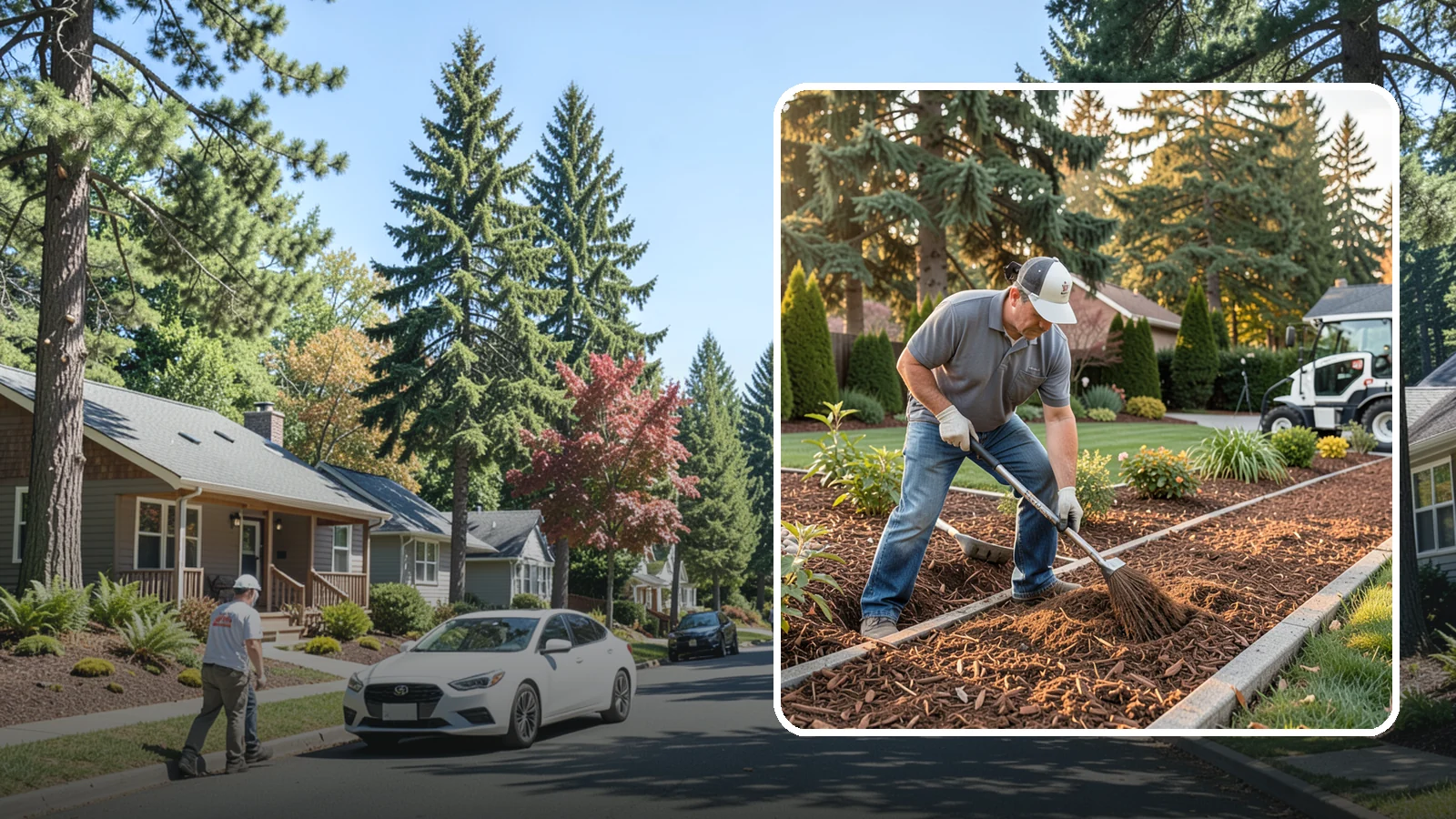 Tree Mulching in Orting, Pierce County, WA - Correct mulching around trees that conserves moisture, feeds the soil, and never smothers the trunk.
