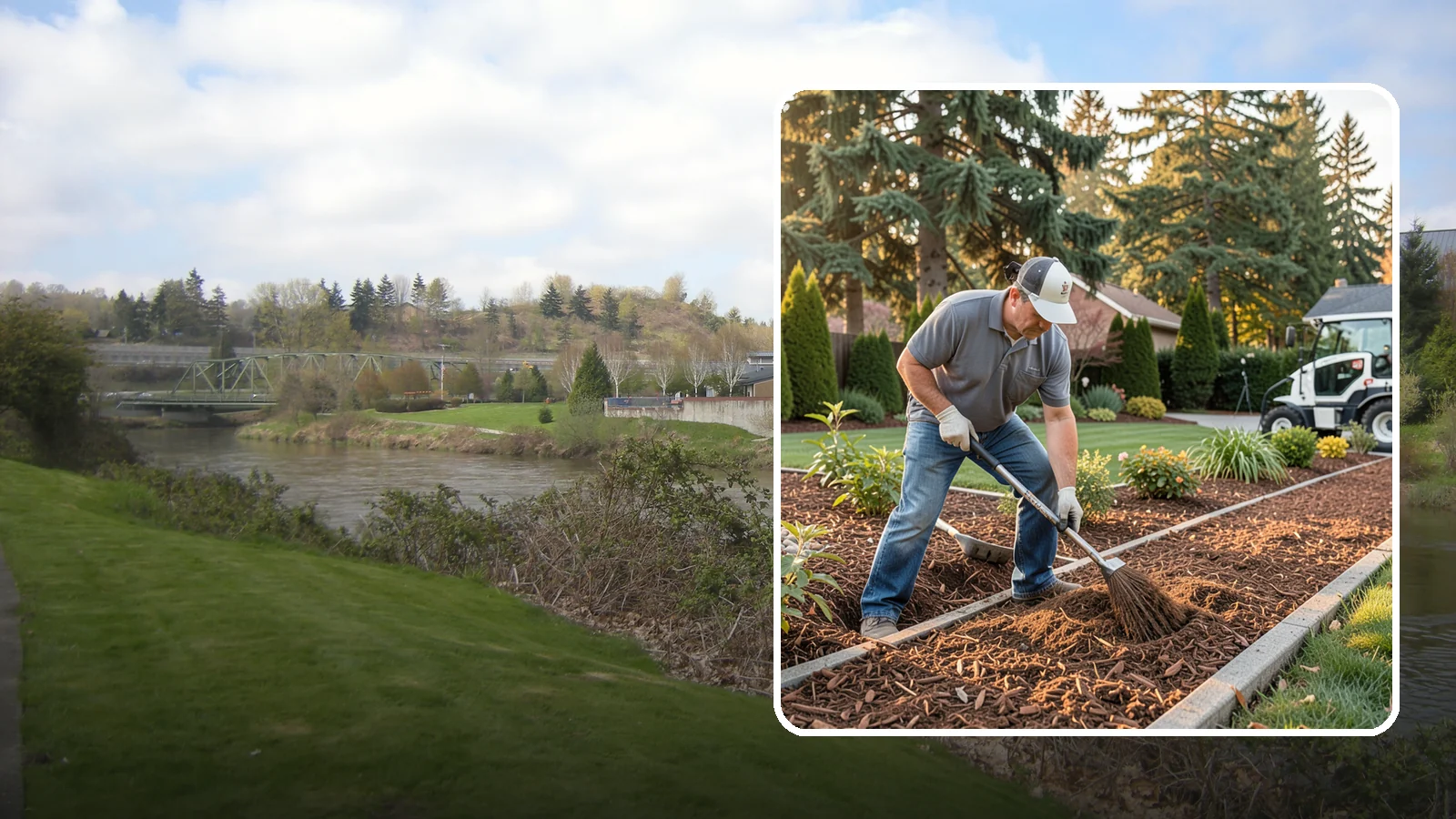 Tree Mulching in Tukwila, King County, WA - Correct mulching around trees that conserves moisture, feeds the soil, and never smothers the trunk.