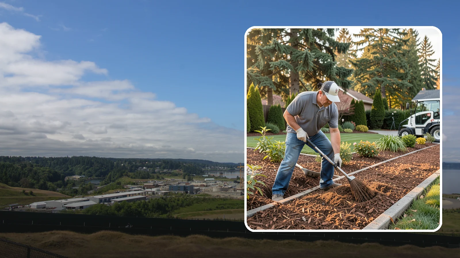 Tree Mulching in University Place, Pierce County, WA - Correct mulching around trees that conserves moisture, feeds the soil, and never smothers the trunk.