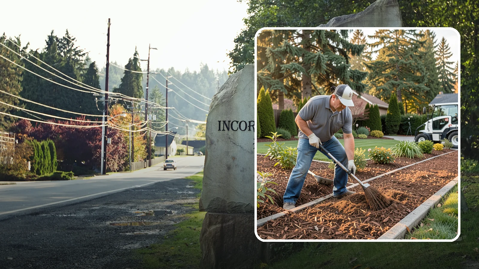 Tree Mulching in Wilkeson, Pierce County, WA - Correct mulching around trees that conserves moisture, feeds the soil, and never smothers the trunk.