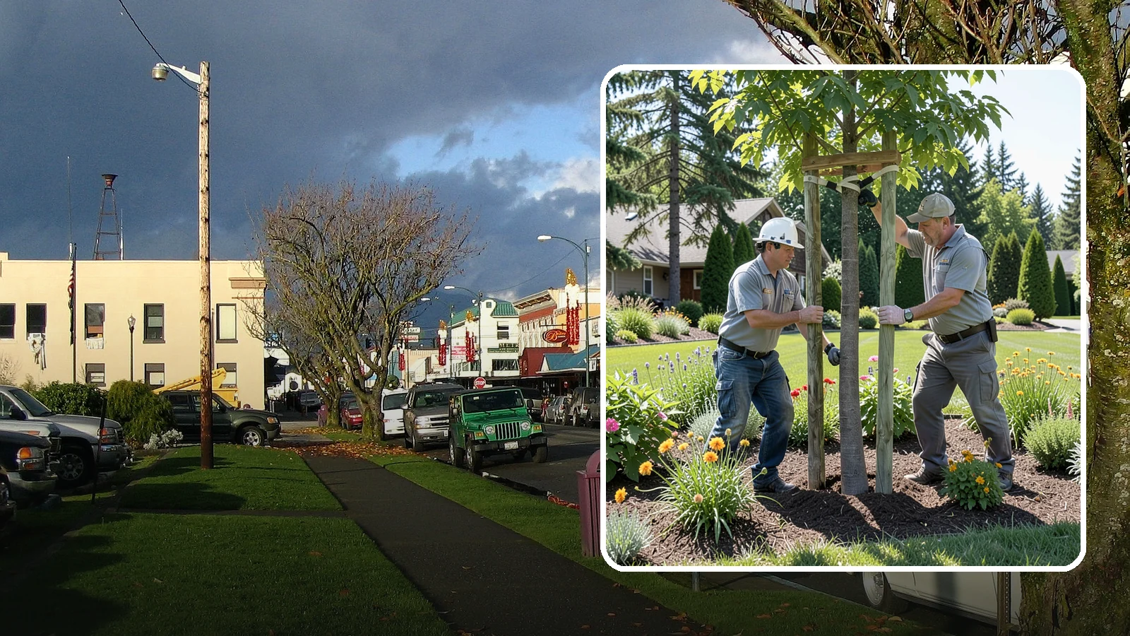 Tree Staking in Arlington, Snohomish County, WA - Proper tree staking that steadies new or leaning trees while letting them build real trunk strength.