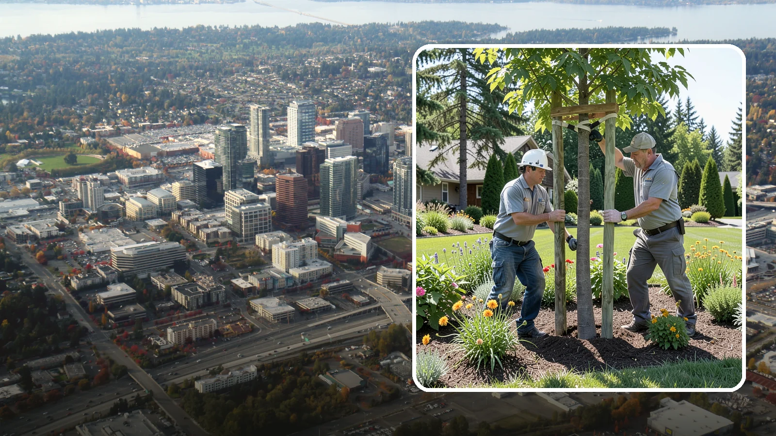 Tree Staking in Bellevue, King County, WA - Proper tree staking that steadies new or leaning trees while letting them build real trunk strength.