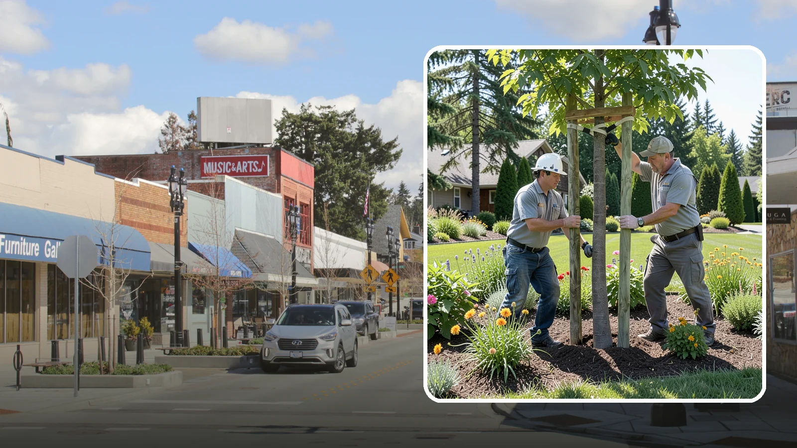 Tree Staking in Bothell, King County, WA - Proper tree staking that steadies new or leaning trees while letting them build real trunk strength.