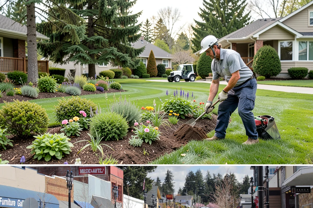 Tree Staking in Bothell, King County, WA - Most useful at fall and spring planting and ahead of the wind-driven storm season that sweeps the Sound.