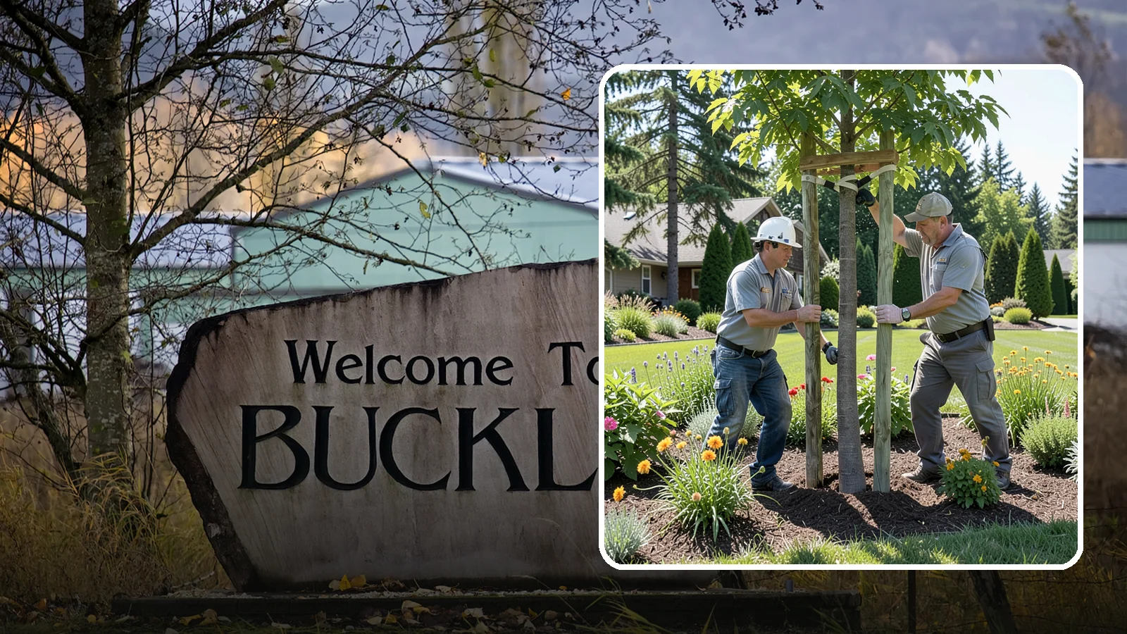 Tree Staking in Buckley, Pierce County, WA - Proper tree staking that steadies new or leaning trees while letting them build real trunk strength.