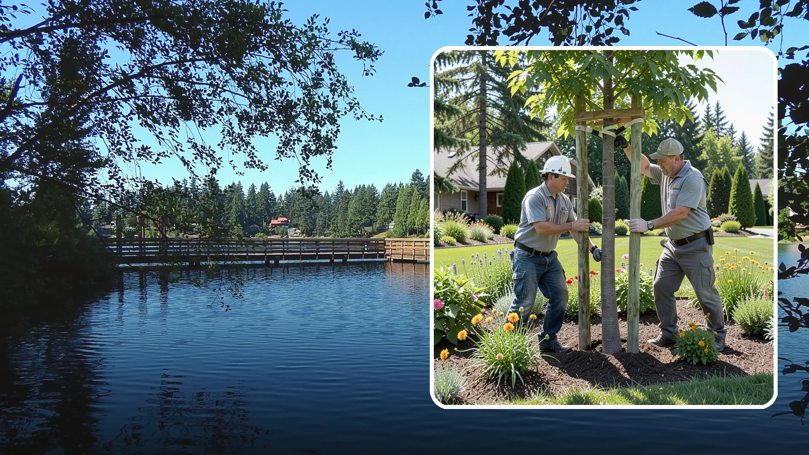 Tree Staking in Federal Way, King County, WA - Proper tree staking that steadies new or leaning trees while letting them build real trunk strength.