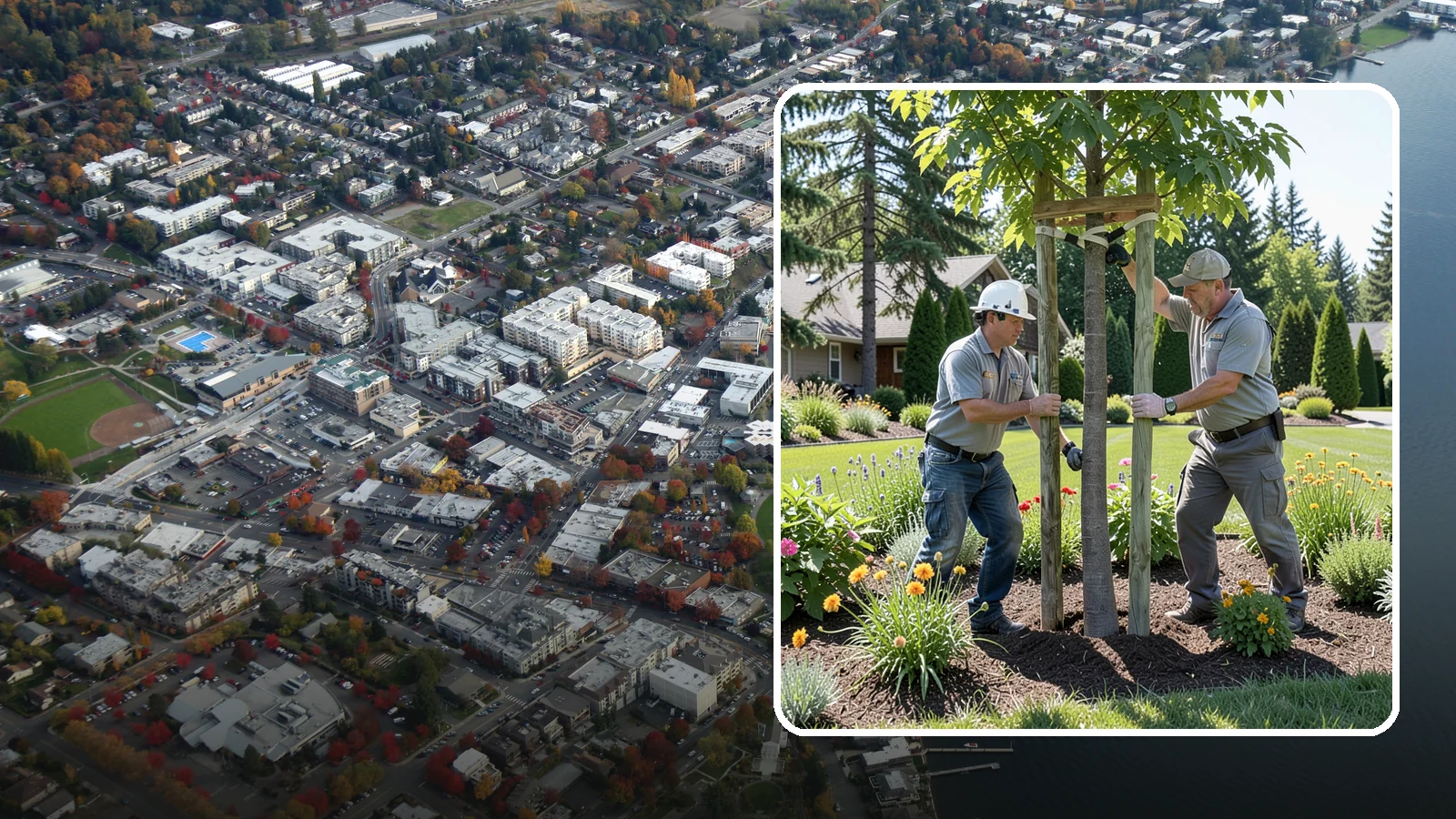 Tree Staking in Kirkland, King County, WA - Proper tree staking that steadies new or leaning trees while letting them build real trunk strength.