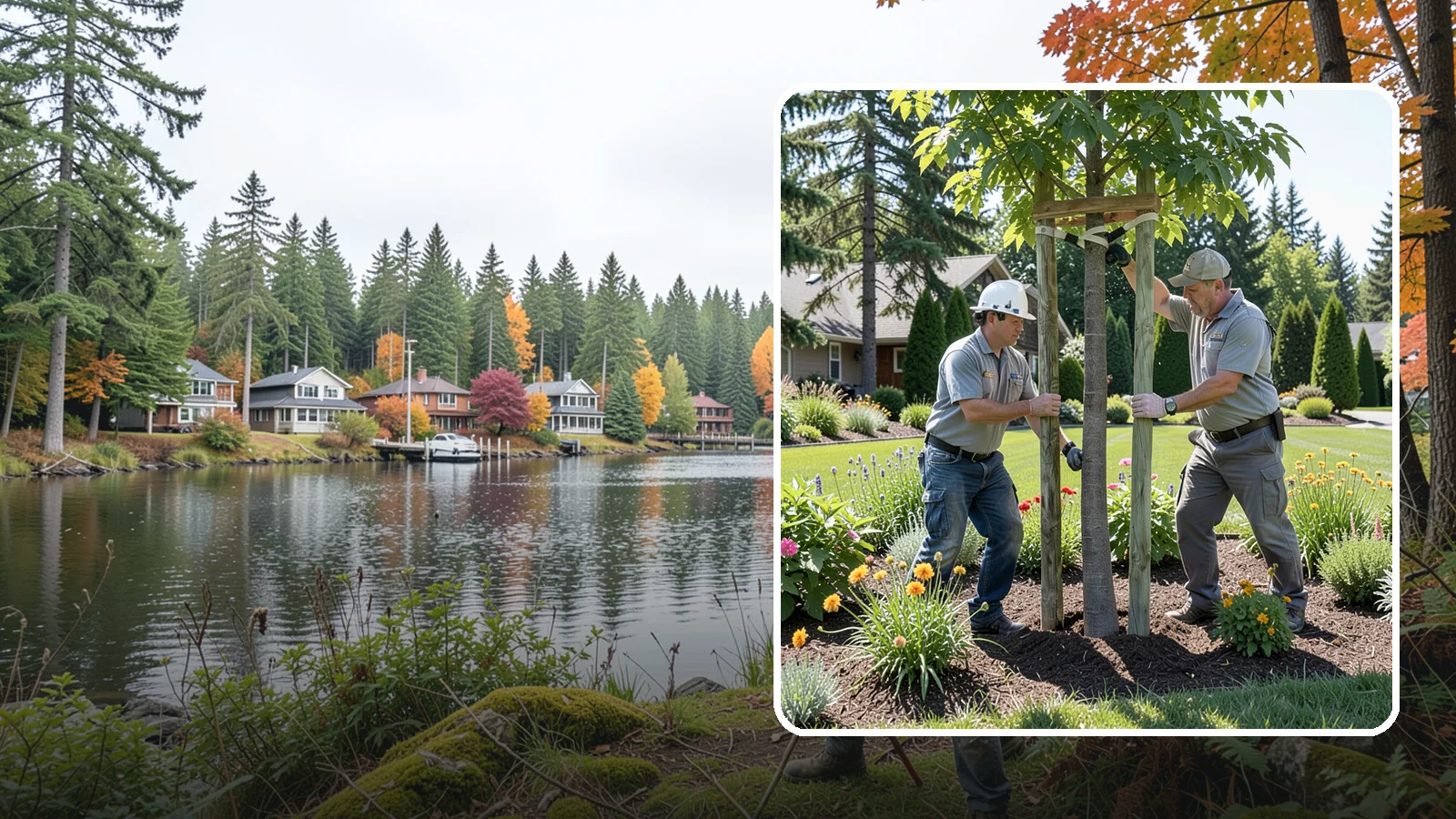 Tree Staking in La Conner, Skagit County, WA - Proper tree staking that steadies new or leaning trees while letting them build real trunk strength.