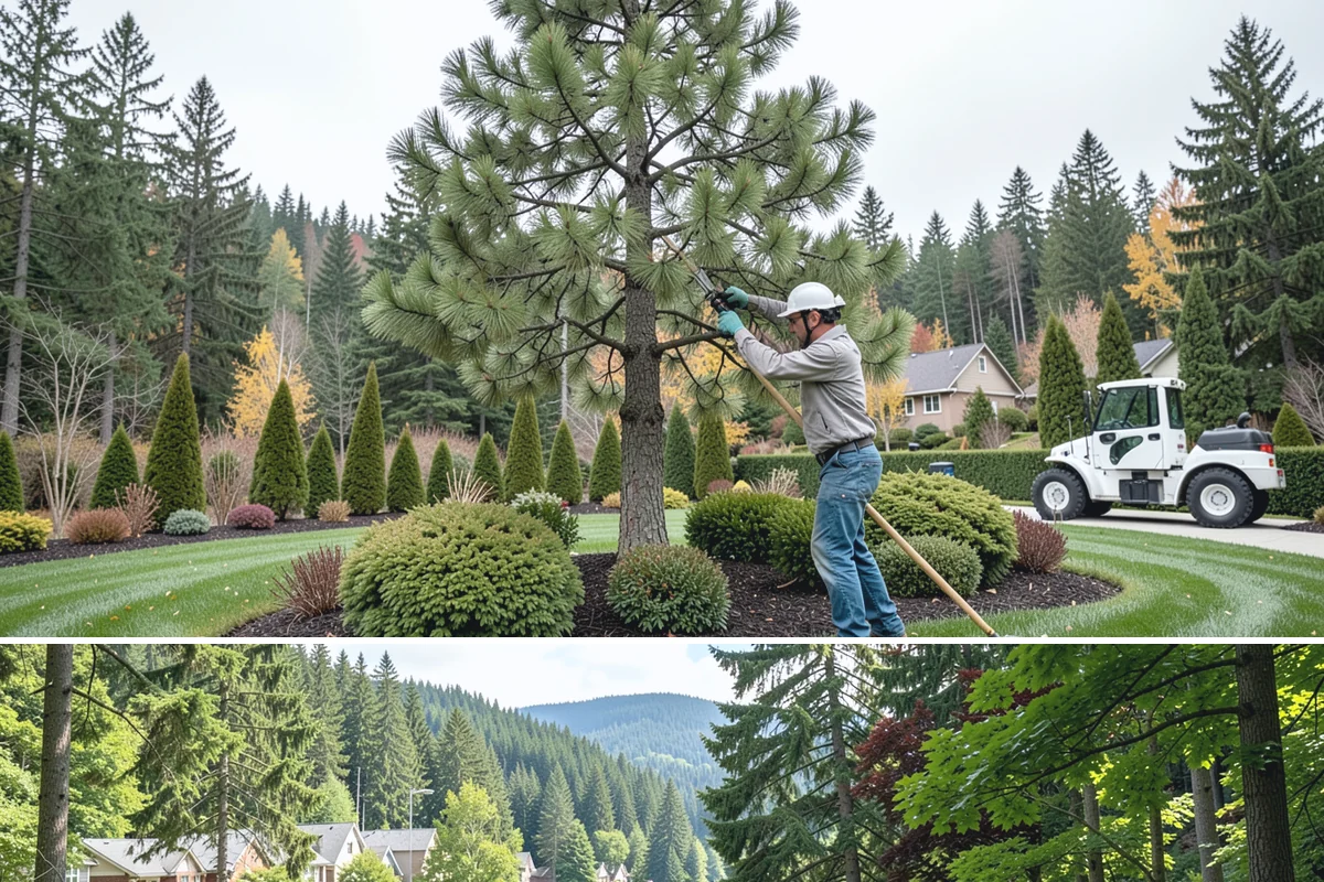 Tree Staking in Lake Forest Park, King County, WA - Most useful at fall and spring planting and ahead of the wind-driven storm season that sweeps the Sound.