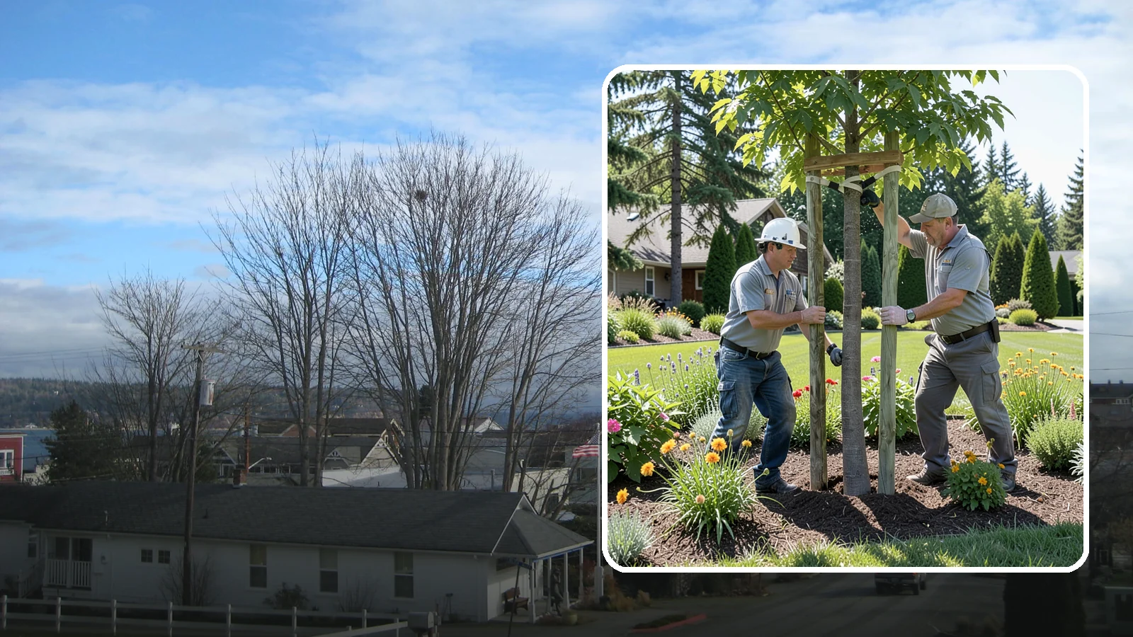 Tree Staking in Langley, Island County, WA - Proper tree staking that steadies new or leaning trees while letting them build real trunk strength.