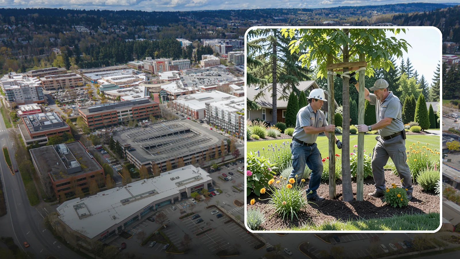 Tree Staking in Redmond, King County, WA - Proper tree staking that steadies new or leaning trees while letting them build real trunk strength.