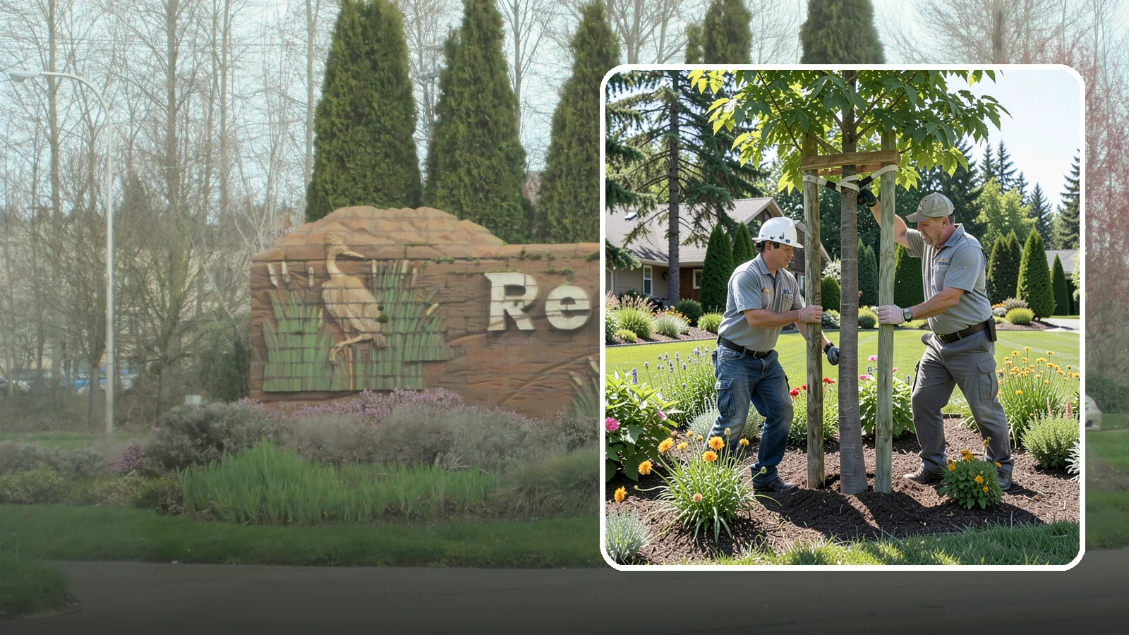 Tree Staking in Renton, King County, WA - Proper tree staking that steadies new or leaning trees while letting them build real trunk strength.