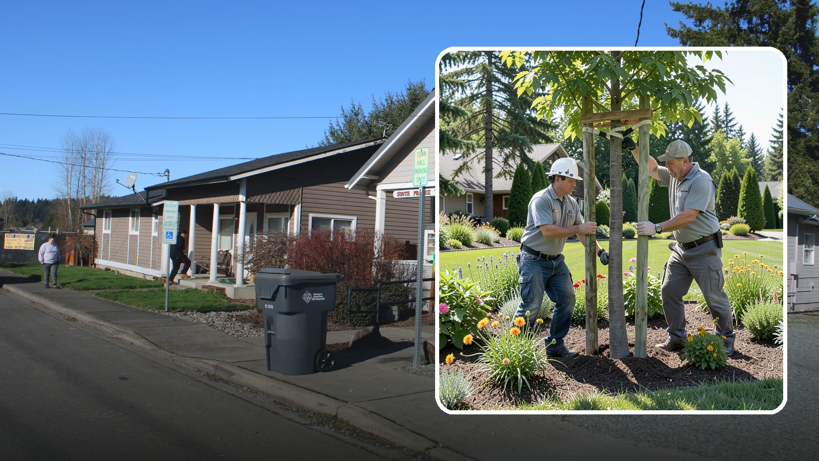 Tree Staking in South Prairie, Pierce County, WA - Proper tree staking that steadies new or leaning trees while letting them build real trunk strength.