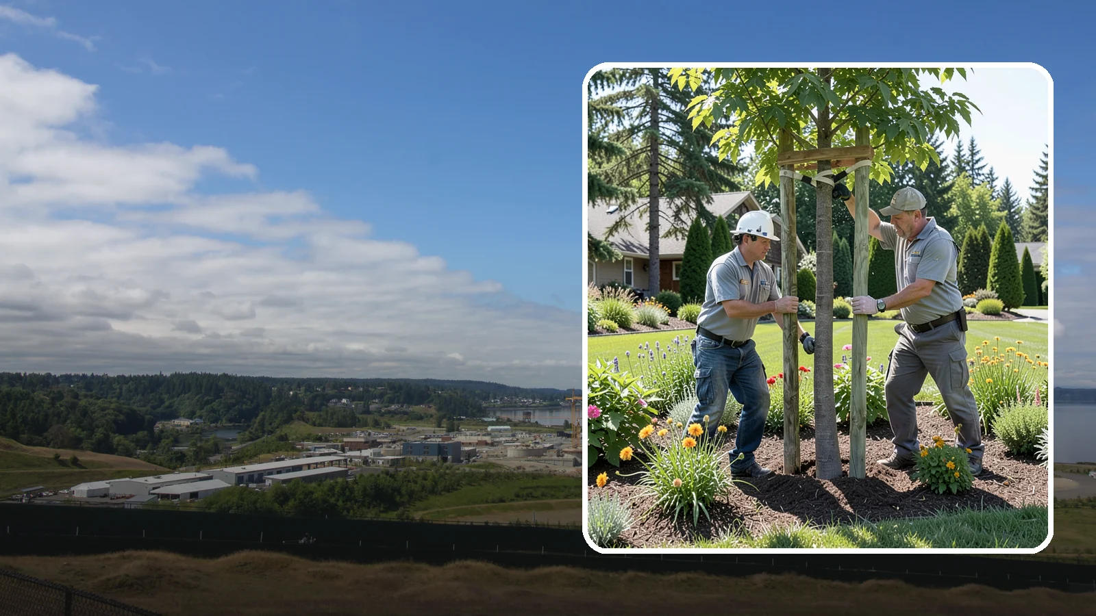 Tree Staking in University Place, Pierce County, WA - Proper tree staking that steadies new or leaning trees while letting them build real trunk strength.