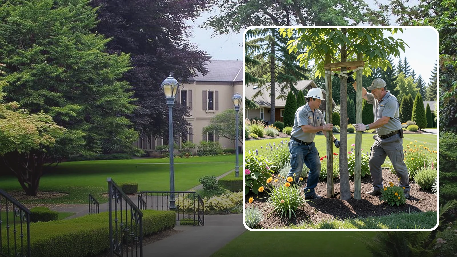 Tree Staking in Woodinville, King County, WA - Proper tree staking that steadies new or leaning trees while letting them build real trunk strength.