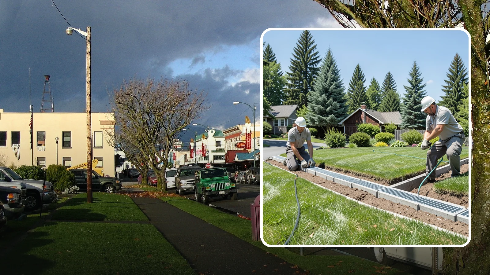 Trench Drain Installation in Arlington, Snohomish County, WA - We build wide trench drain systems to collect and divert high-volume runoff along driveways, walkways, and low-lying yard...