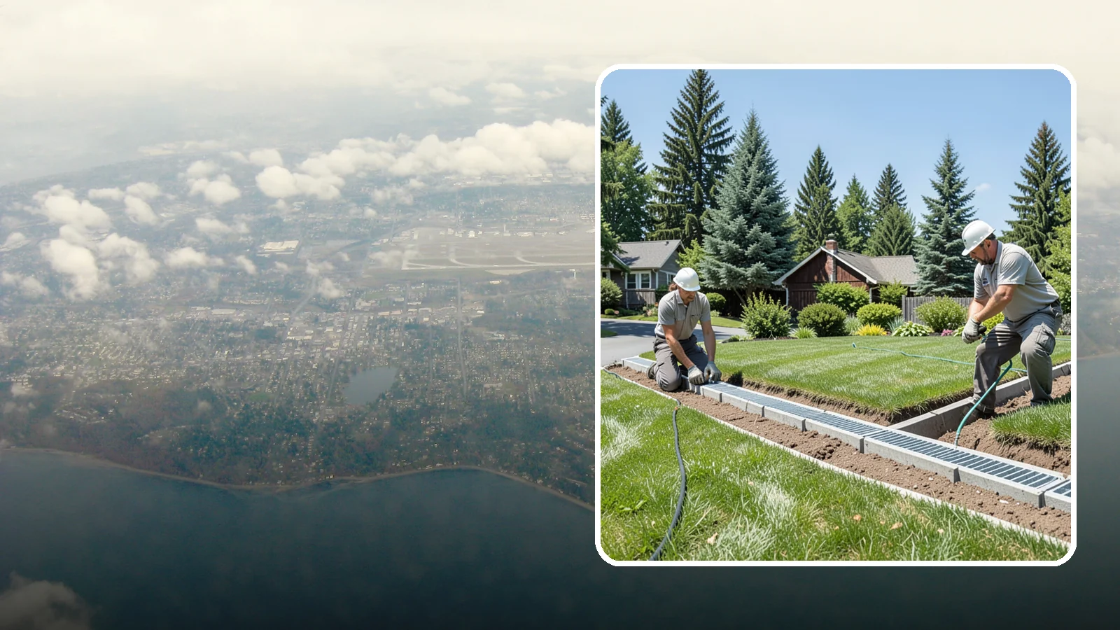 Trench Drain Installation in Burien, King County, WA - We build wide trench drain systems to collect and divert high-volume runoff along driveways, walkways, and low-lying yard...